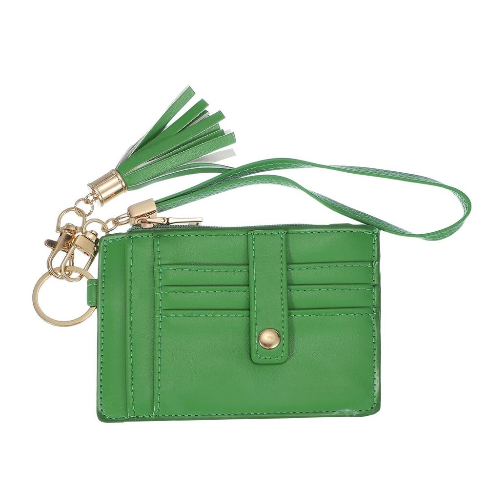 6623 Slim Wallets Wristlet , RFID Credit Card Case Keychain with Tassel PU